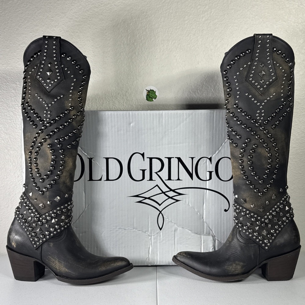 Old Gringo Belinda 18" Distressed Studded Tall Western Cowboy Boots Size 6.5